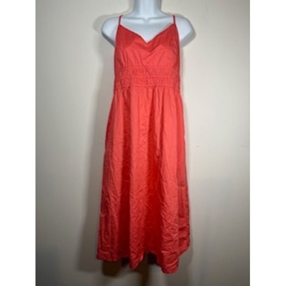Old Navy Dresses & Skirts - OLD NAVY Midi Dress L Petite‎ Coral Orange Smocked Empire Waist Summer Sundress